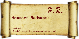 Hemmert Radamesz névjegykártya